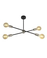 Kennedy 4 way Pendant in Black with Clear Globe Bulbs