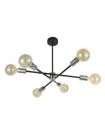 Kennedy 6 way pendant in Black with Clear Filament 4W LED Bulbs