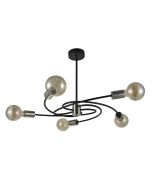 Jefferson 5 arm pendant in Black with Clear 4W LED Bulbs