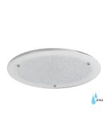 Barbican Round Small Flush Fitting in Etched White Glass