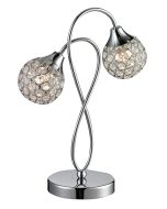 Osterley Double Table Lamp in Chrome with Decorative crystal Shades