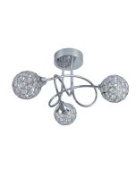 Osterley 3 Way Semi-Flush in Chrome with Crystal Ball Shades - inc G9 Bulbs