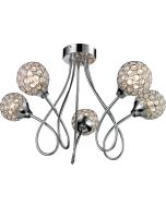 Osterley 5 Way Pendant fitting in Chrome with crystal shades